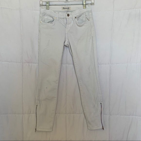 Madewell White Skinny Jeans w/ Zip Detail on Hem - Picture 1 of 8